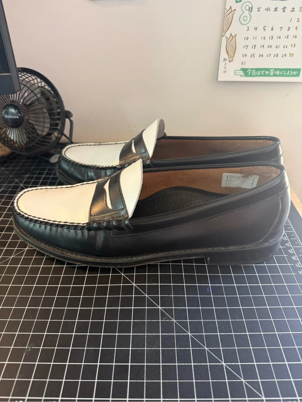 GH Bass White and Black Men’s Penny Loafers
